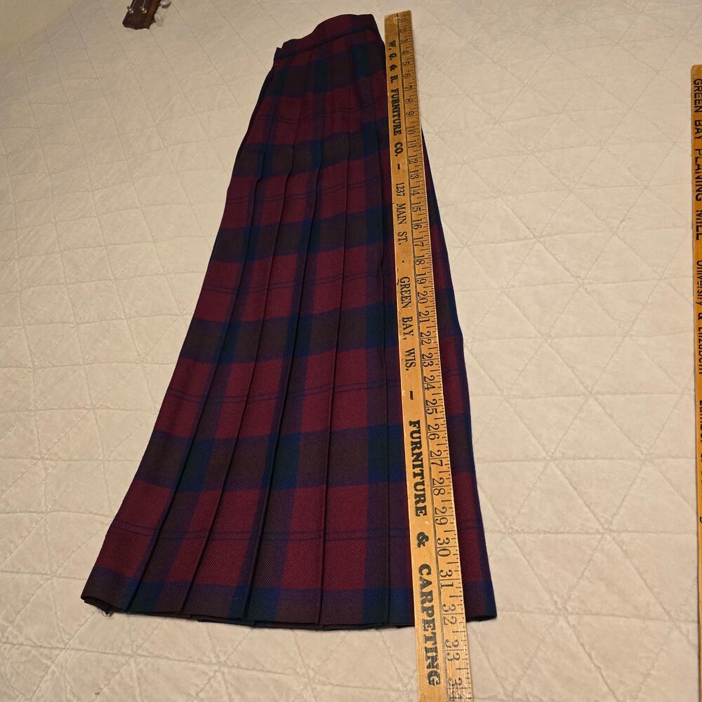 Vintage Preswick & Moore Skirt Womens 4/6 Red Wool Plaid Pleated Academia Preppy - Picture 7 of 8
